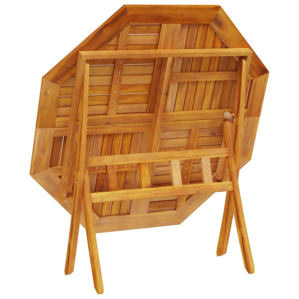 vidaXL Folding Garden Table Ø110x75 cm Solid Wood Acacia - Brown