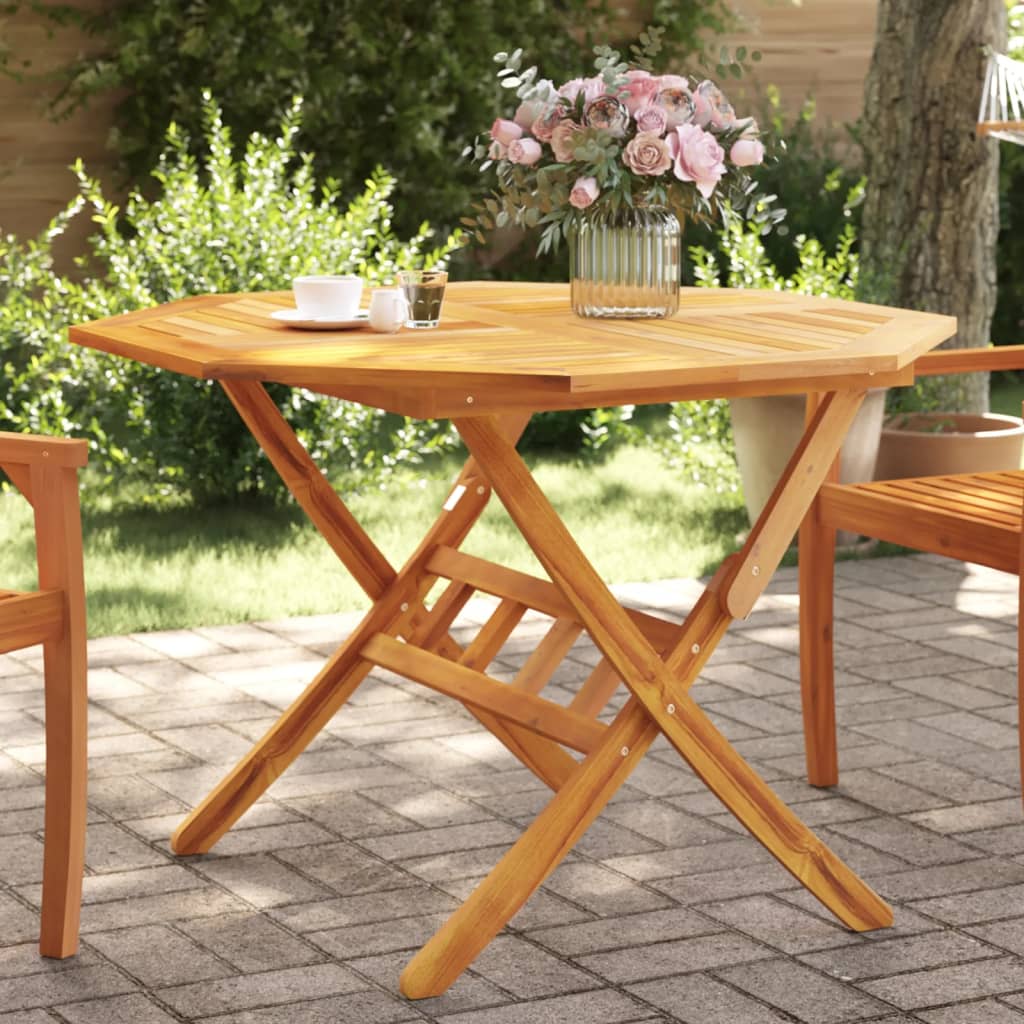 vidaXL Folding Garden Table Ø110x75 cm Solid Wood Acacia - Brown