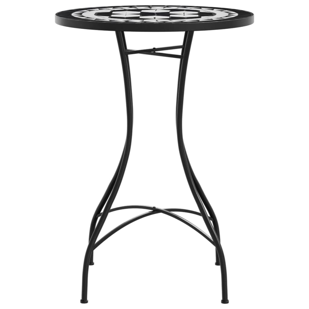 vidaXL Mosaic Bistro Table Black and White Ø50x70 cm Ceramic