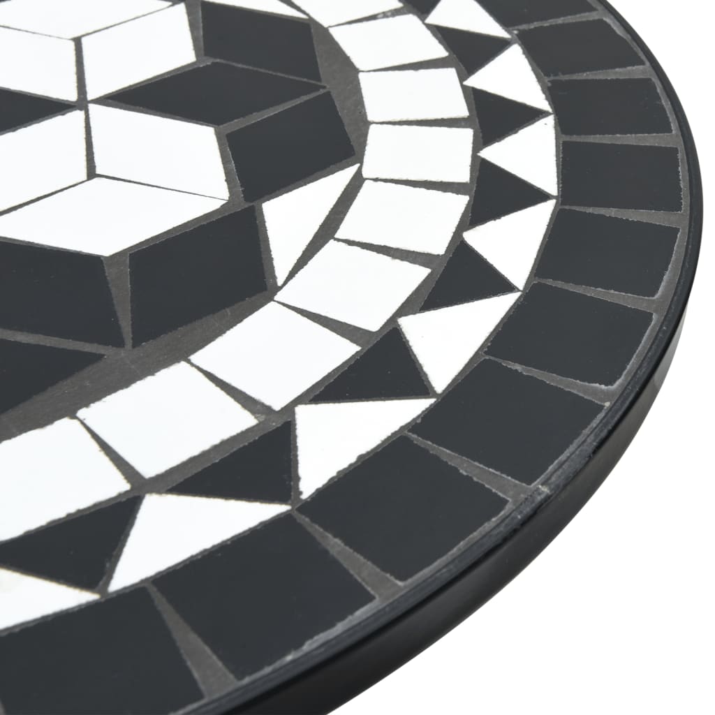 vidaXL Mosaic Bistro Table Black and White Ø50x70 cm Ceramic
