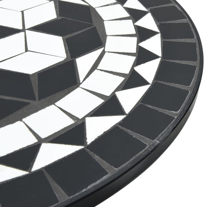 vidaXL Mosaic Bistro Table Black and White Ø50x70 cm Ceramic