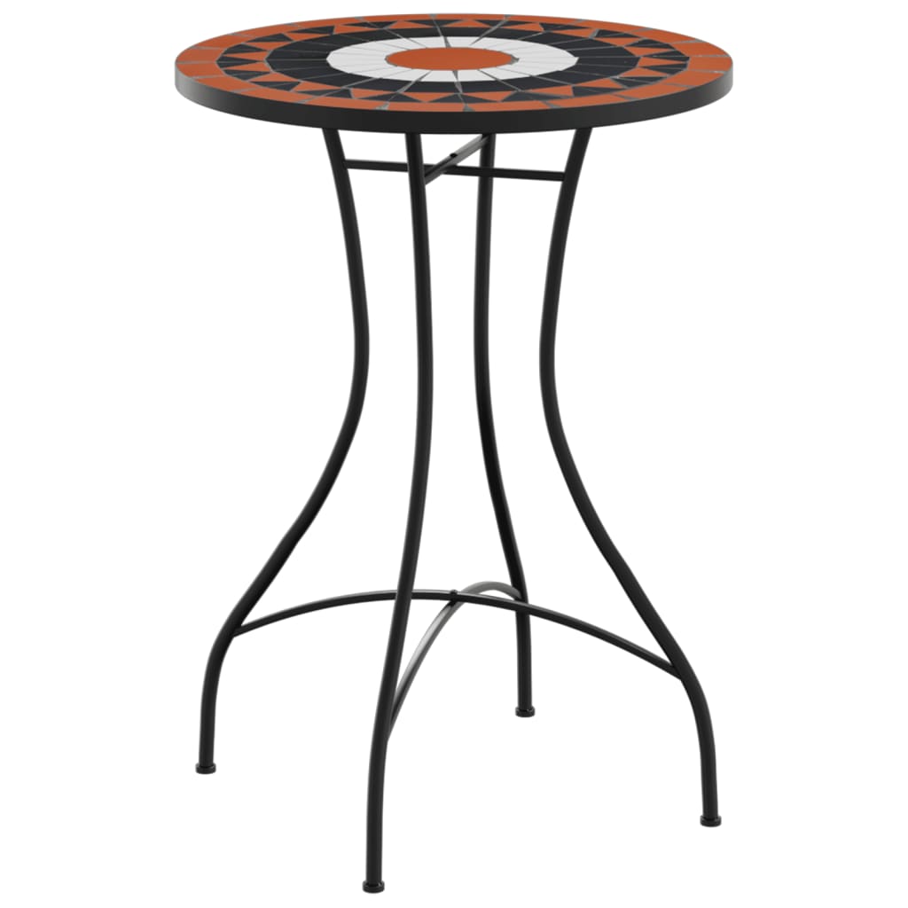 vidaXL Mosaic Bistro Table Terracotta and White Ø50x70 cm Ceramic - Orange