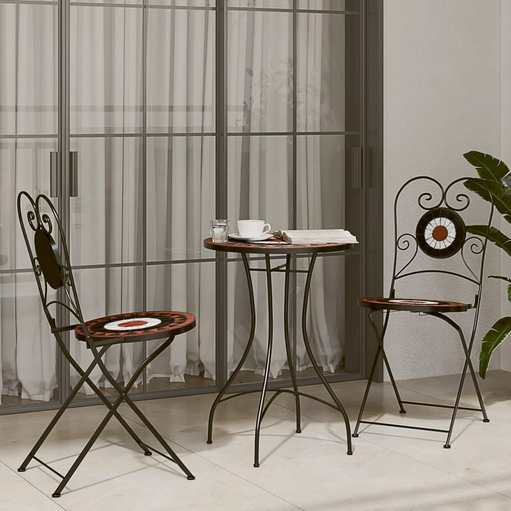 vidaXL Mosaic Bistro Table Terracotta and White Ø50x70 cm Ceramic - Orange