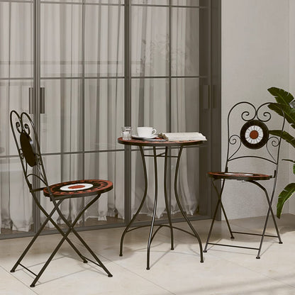 vidaXL Mosaic Bistro Table Terracotta and White Ø50x70 cm Ceramic - Orange