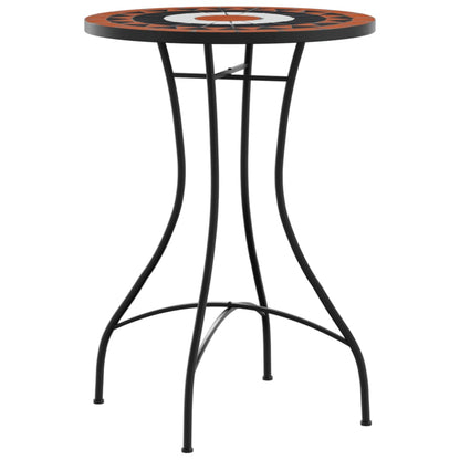 vidaXL Mosaic Bistro Table Terracotta and White Ø50x70 cm Ceramic - Orange