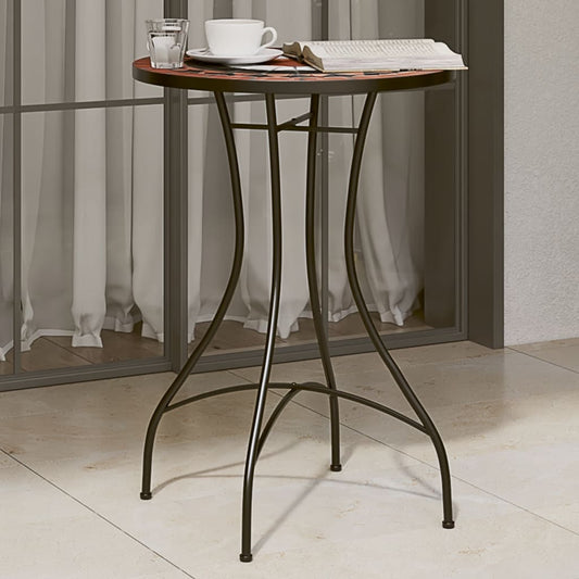 vidaXL Mosaic Bistro Table Terracotta and White Ø50x70 cm Ceramic - Orange