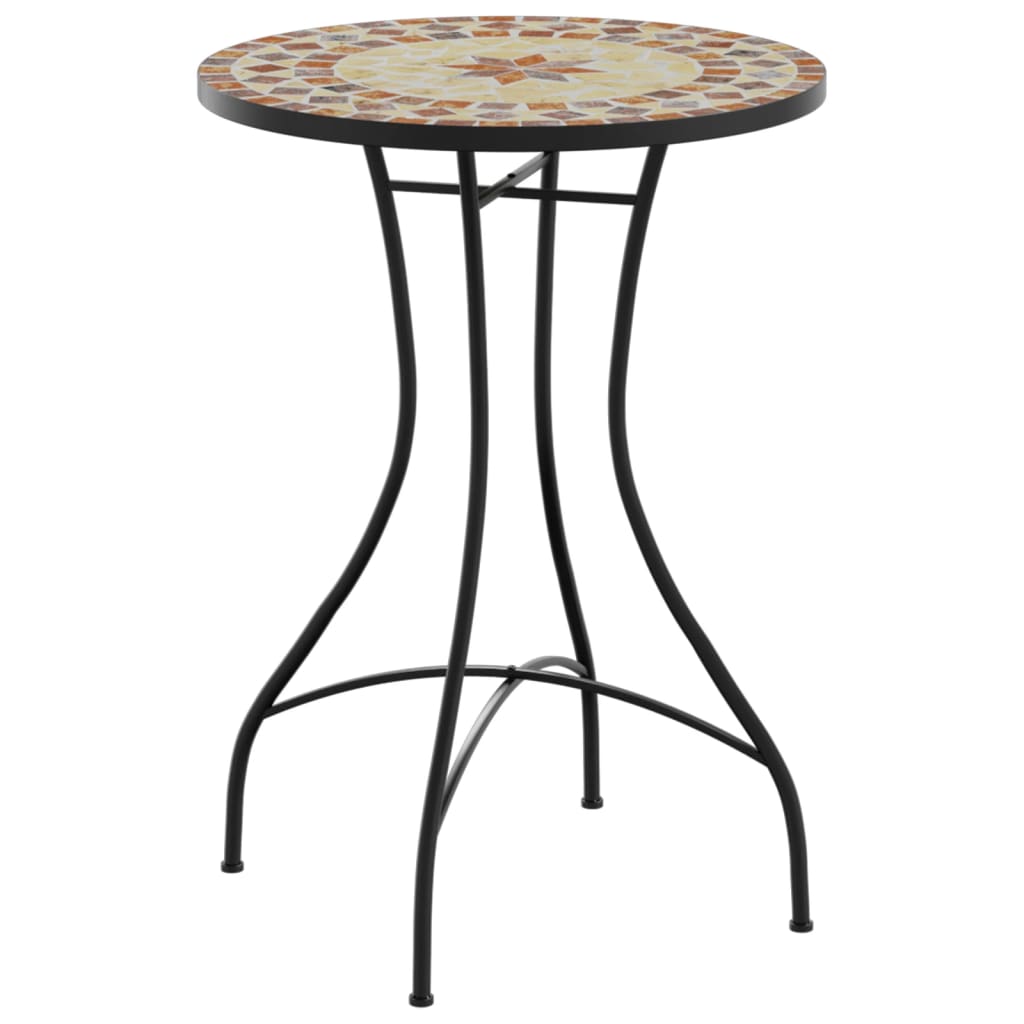 vidaXL Mosaic Bistro Table Terracotta and White Ø50x70 cm Ceramic - Orange - 26154