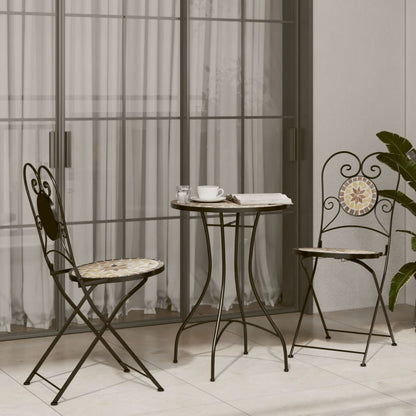 vidaXL Mosaic Bistro Table Terracotta and White Ø50x70 cm Ceramic - Orange - 26154