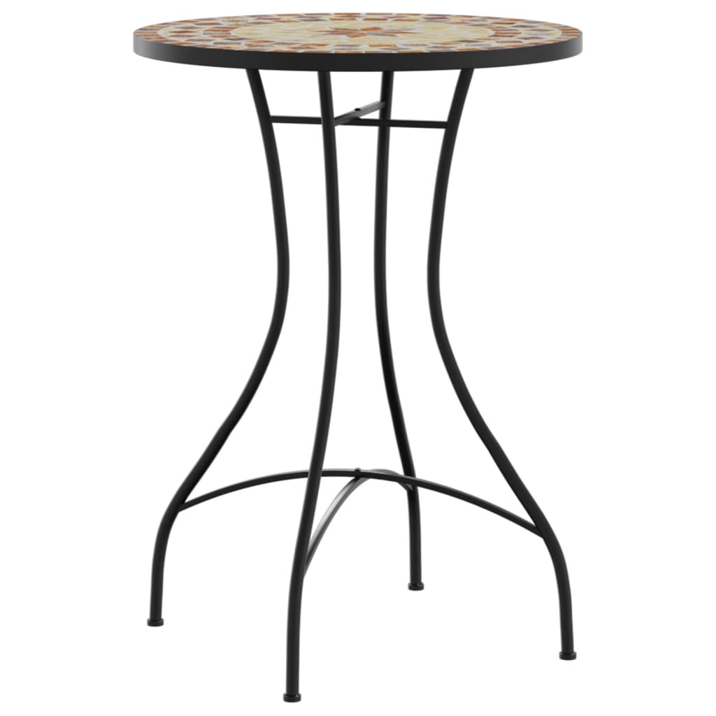 vidaXL Mosaic Bistro Table Terracotta and White Ø50x70 cm Ceramic - Orange - 26154