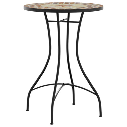 vidaXL Mosaic Bistro Table Terracotta and White Ø50x70 cm Ceramic - Orange - 26154