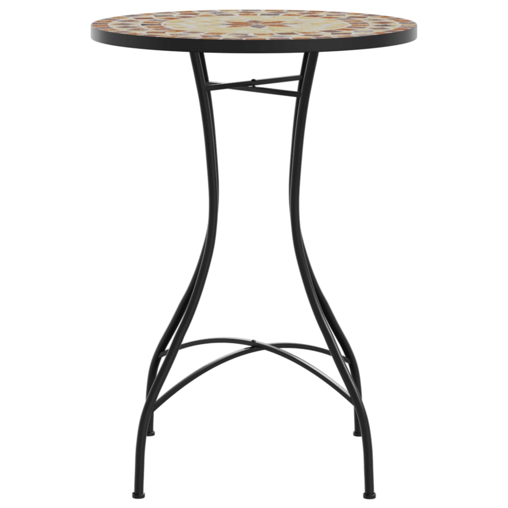 vidaXL Mosaic Bistro Table Terracotta and White Ø50x70 cm Ceramic - Orange - 26154