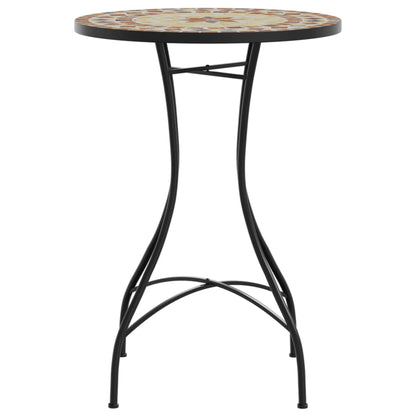 vidaXL Mosaic Bistro Table Terracotta and White Ø50x70 cm Ceramic - Orange - 26154