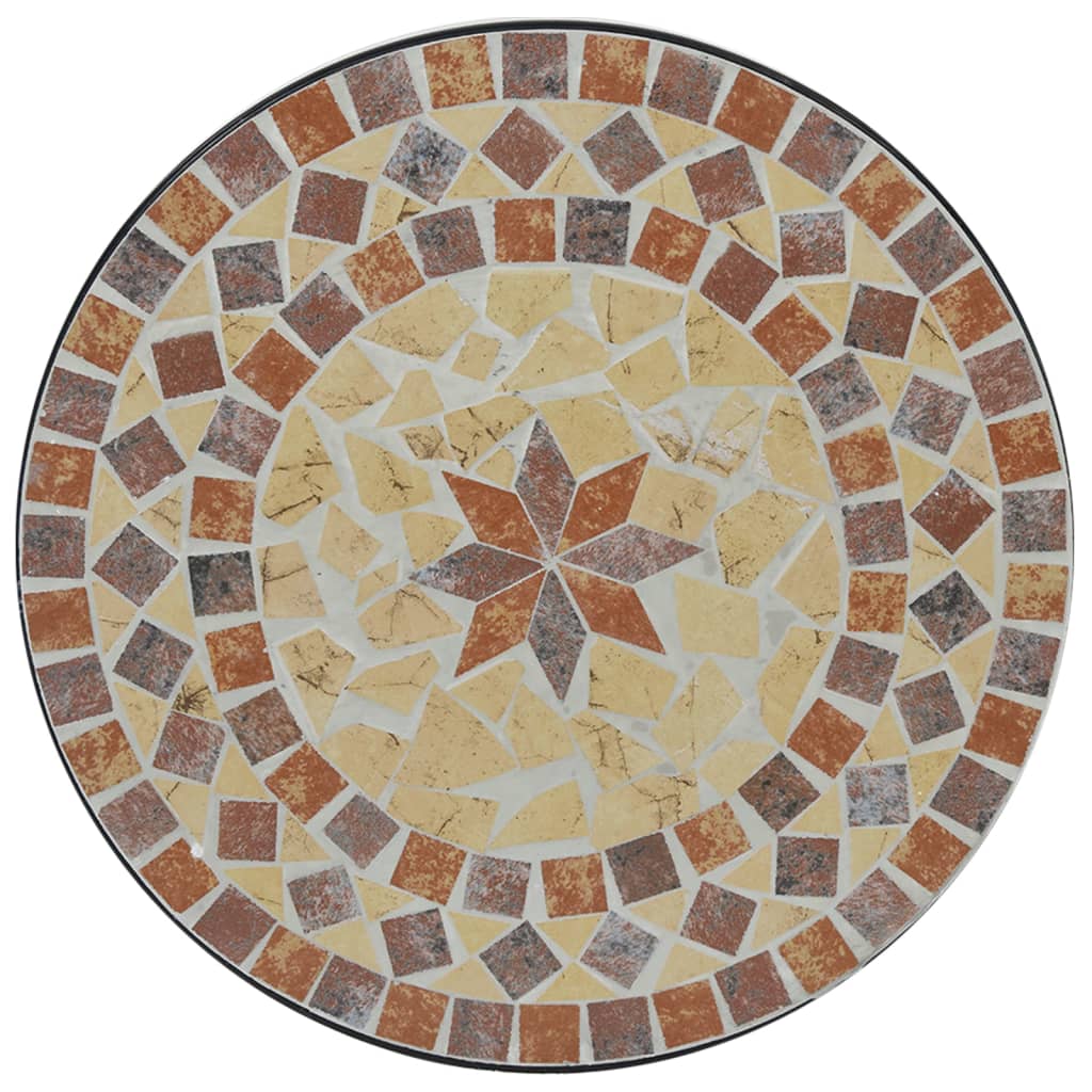 vidaXL Mosaic Bistro Table Terracotta and White Ø50x70 cm Ceramic - Orange - 26154