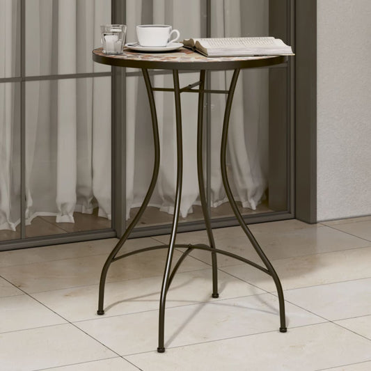 vidaXL Mosaic Bistro Table Terracotta and White Ø50x70 cm Ceramic - Orange - 26154