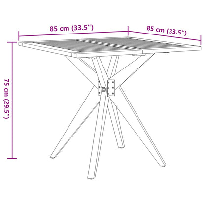 vidaXL Garden Table Square 85x85x75 cm Solid Wood Acacia - Brown