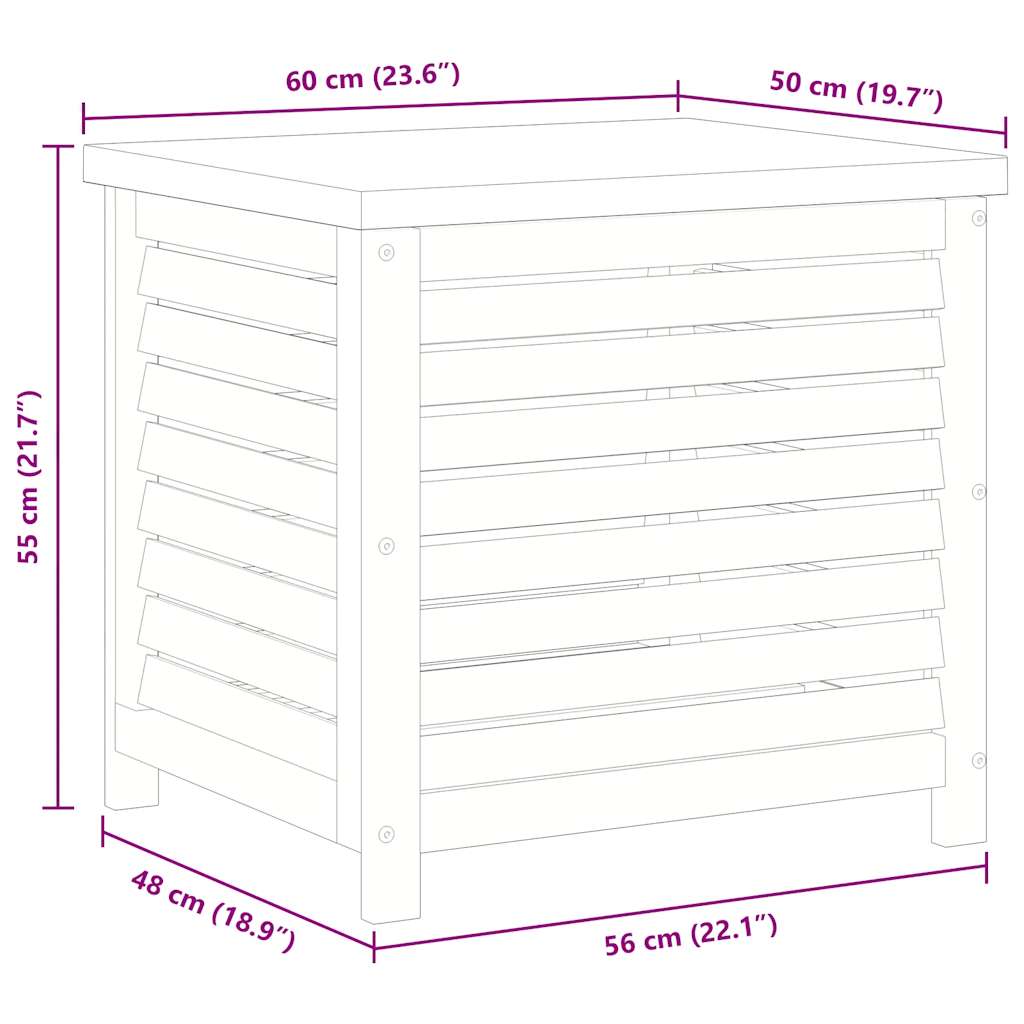 vidaXL Garden Storage Box 60x50x55 cm Solid Wood Eucalyptus - Brown