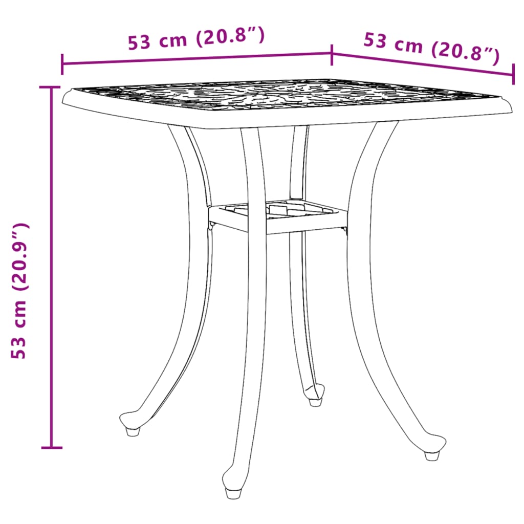 vidaXL Garden Table Bronze 53x53x53 cm Cast Aluminium - Brown