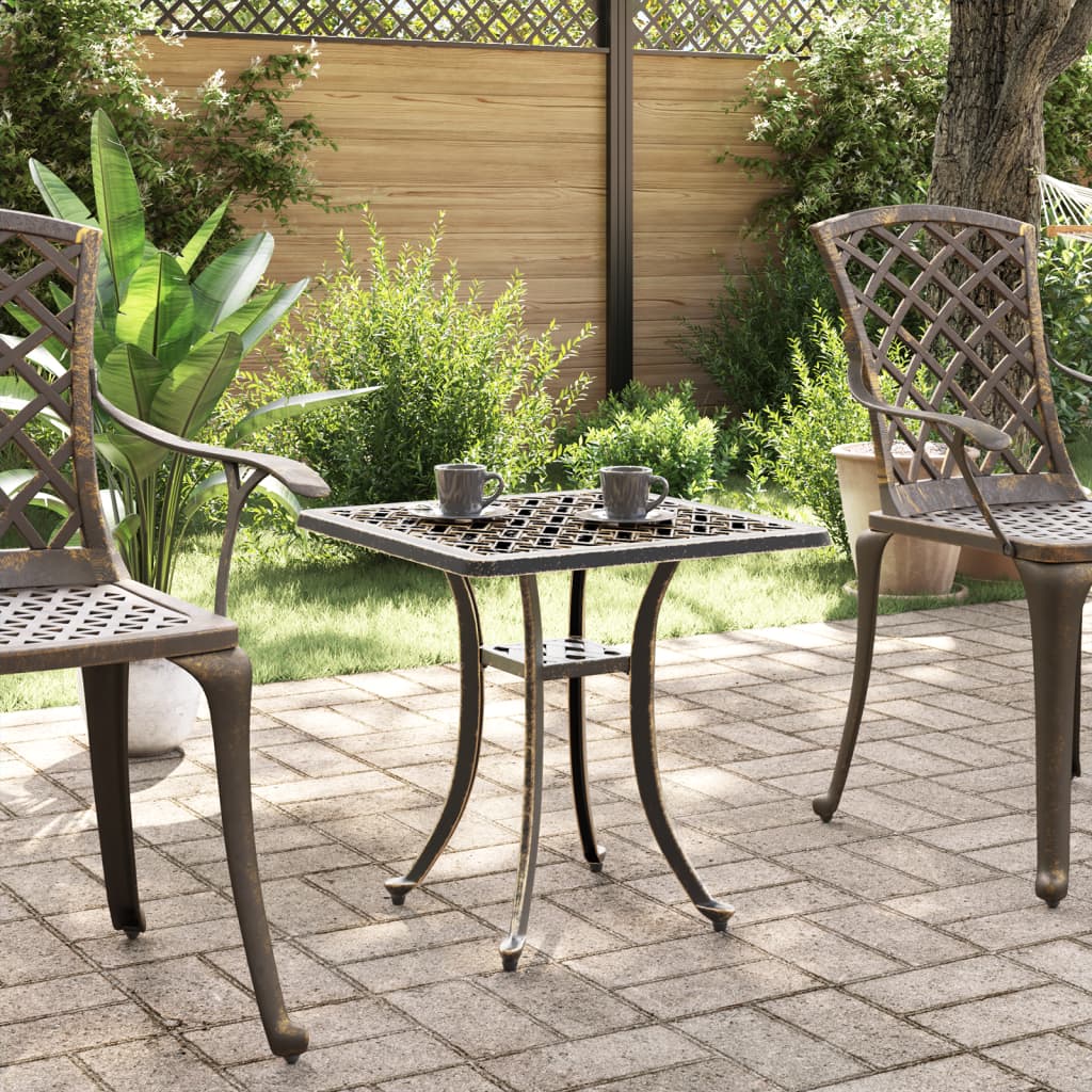 vidaXL Garden Table Bronze 53x53x53 cm Cast Aluminium - Brown - 26080
