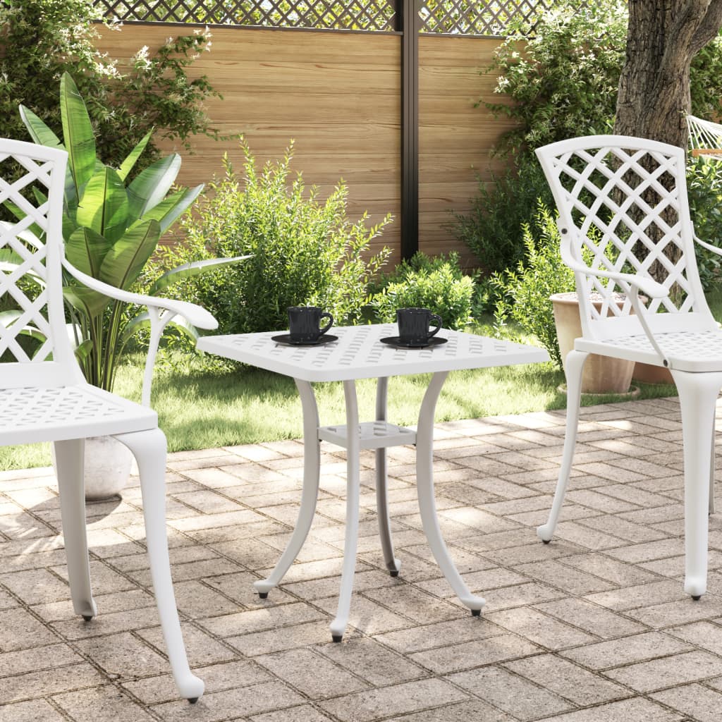vidaXL Garden Table White 53x53x53 cm Cast Aluminium - 26093