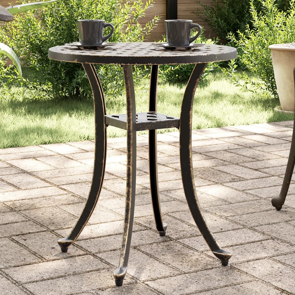 vidaXL Garden Table Bronze Ø48x53 cm Cast Aluminium - Brown