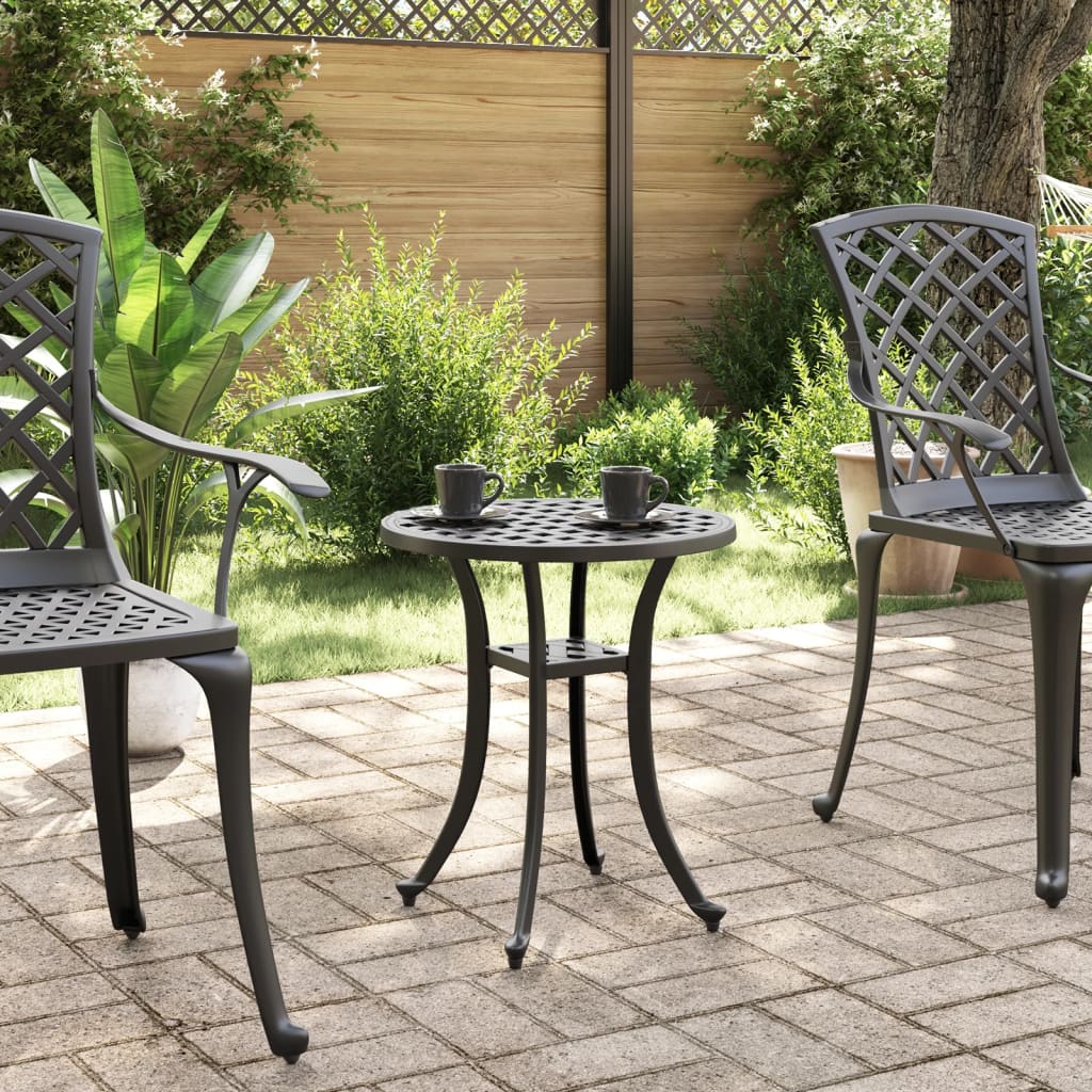vidaXL Garden Table Black Ø48x53 cm Cast Aluminium