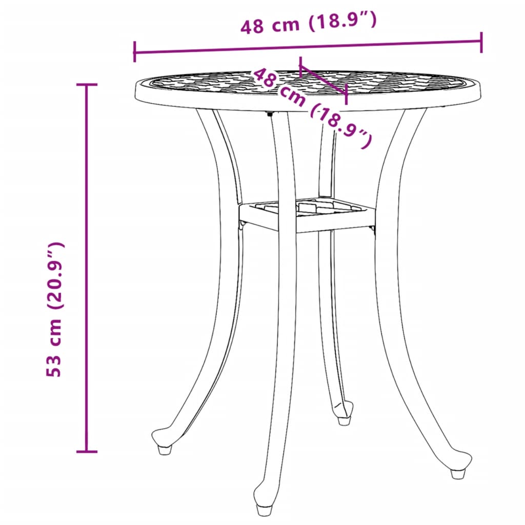 vidaXL Garden Table Green Ø48x53 cm Cast Aluminium