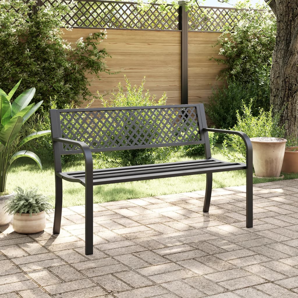 vidaXL Garden Bench 119 cm Black Steel - 31543