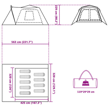 vidaXL Family Tent with Porch 9-Person Blue Quick Release