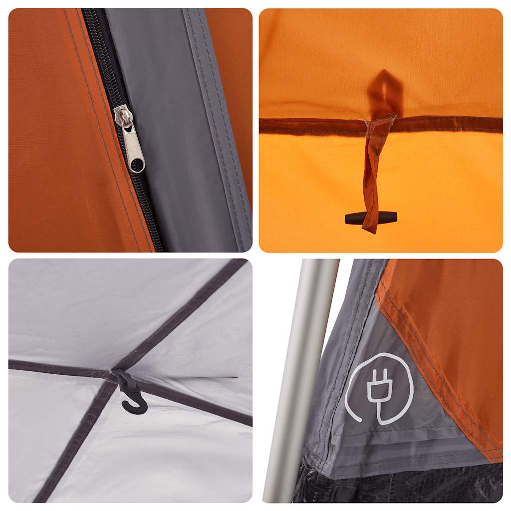 vidaXL Family Tent Cabin 7-Person Grey and Orange Quick Release