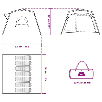 vidaXL Family Tent Cabin 7-Person Grey and Orange Quick Release