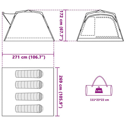 vidaXL Camping Tent Cabin 4-Person Green Quick Release