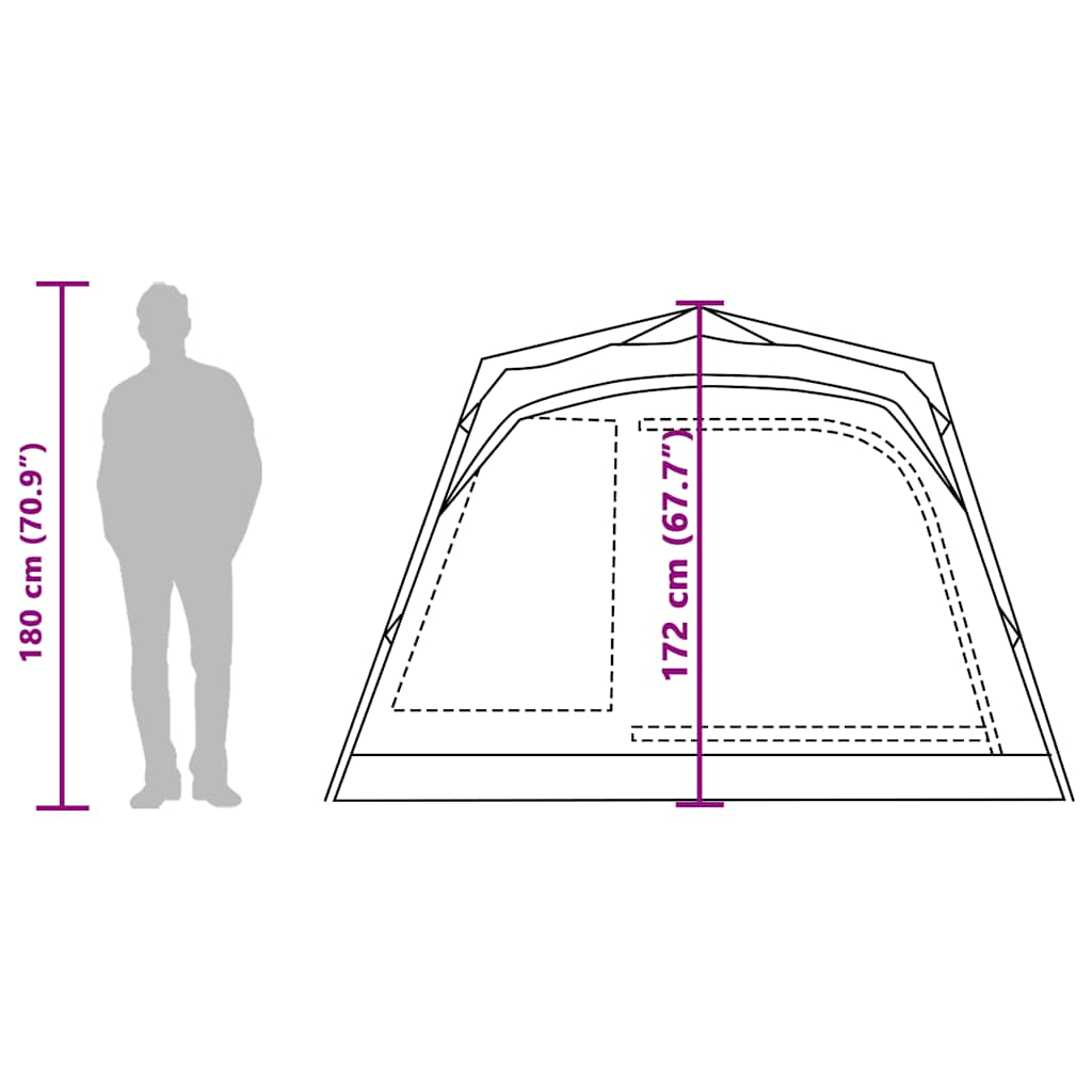 vidaXL Camping Tent Cabin 4-Person Green Quick Release