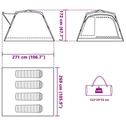 vidaXL Camping Tent Cabin 4-Person Blue Quick Release