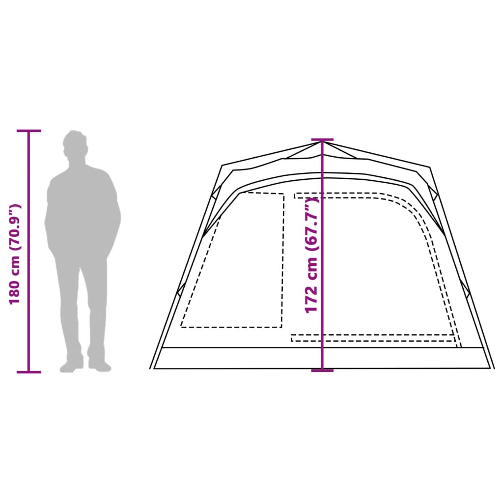 vidaXL Camping Tent Cabin 4-Person Grey and Orange Quick Release