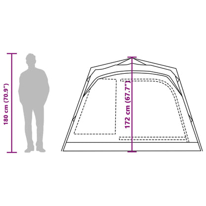 vidaXL Camping Tent Cabin 4-Person Grey and Orange Quick Release