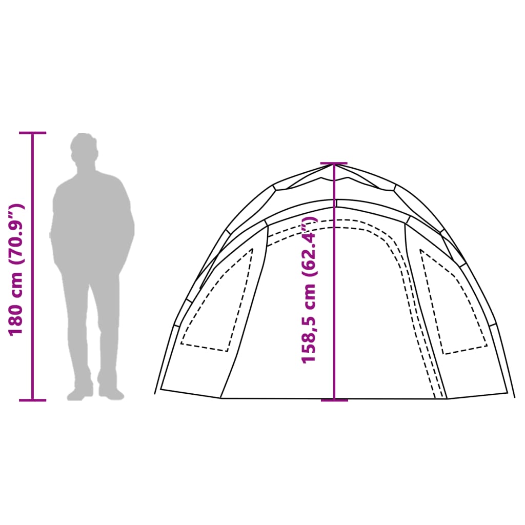 vidaXL Camping Tent Dome 3-Person Green Quick Release - 36405
