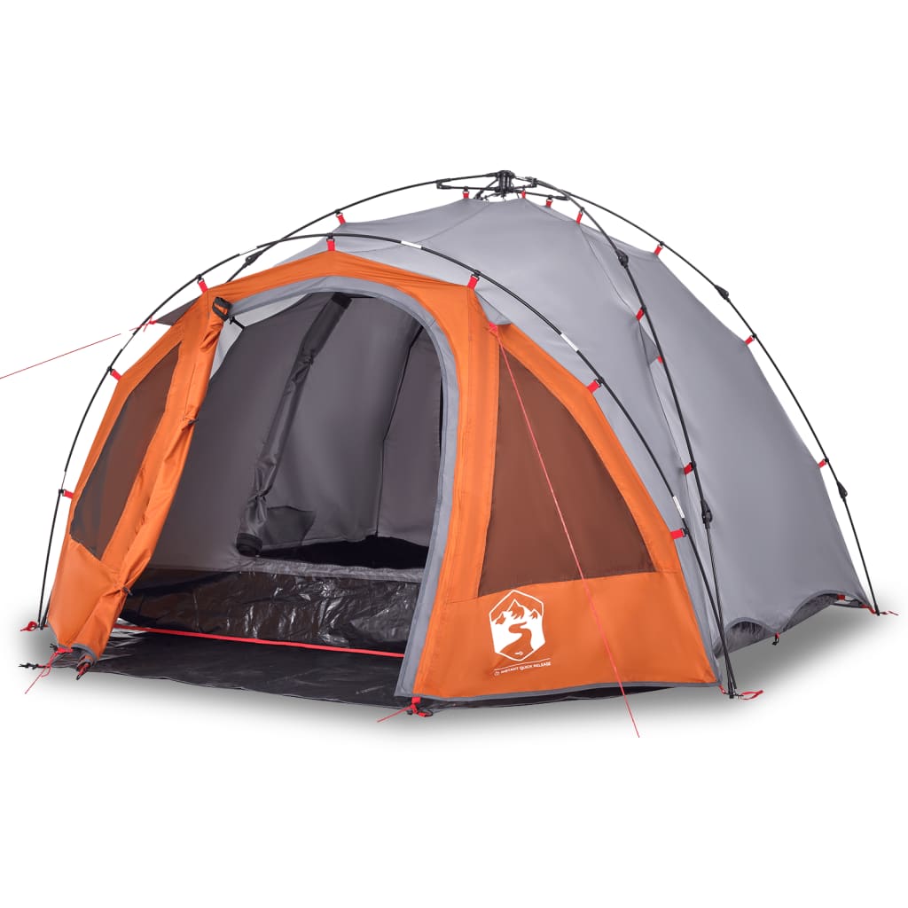 vidaXL Camping Tent Dome 3-Person Grey and Orange Quick Release - 36419