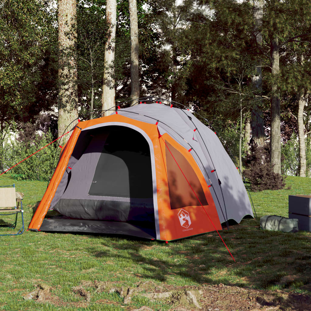 vidaXL Camping Tent Dome 3-Person Grey and Orange Quick Release - 36419