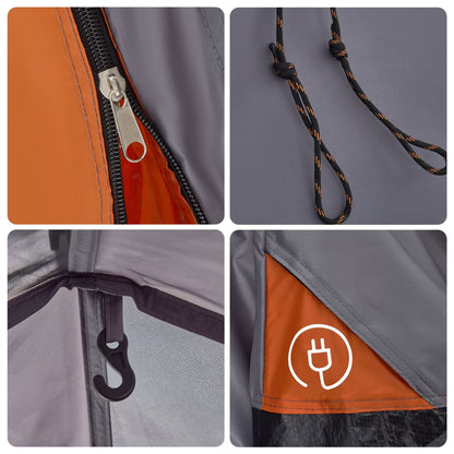 vidaXL Camping Tent Dome 3-Person Grey and Orange Quick Release - 36419