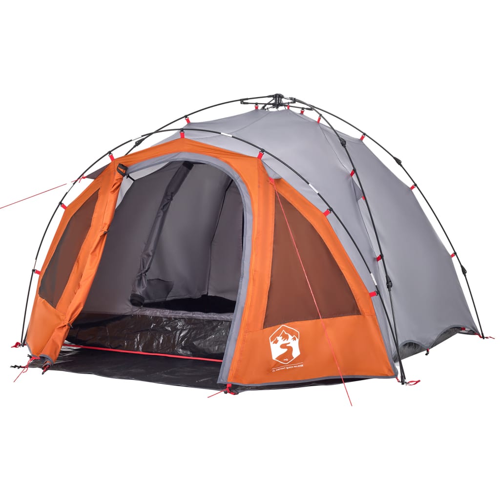 vidaXL Camping Tent Dome 3-Person Grey and Orange Quick Release - 36419