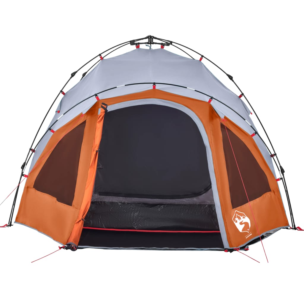 vidaXL Camping Tent Dome 3-Person Grey and Orange Quick Release - 36419