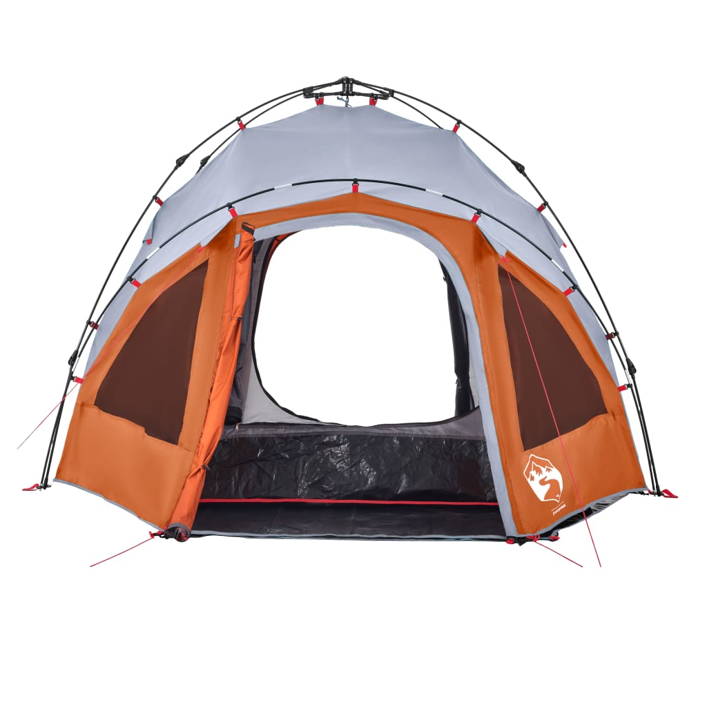 vidaXL Camping Tent Dome 3-Person Grey and Orange Quick Release - 36419