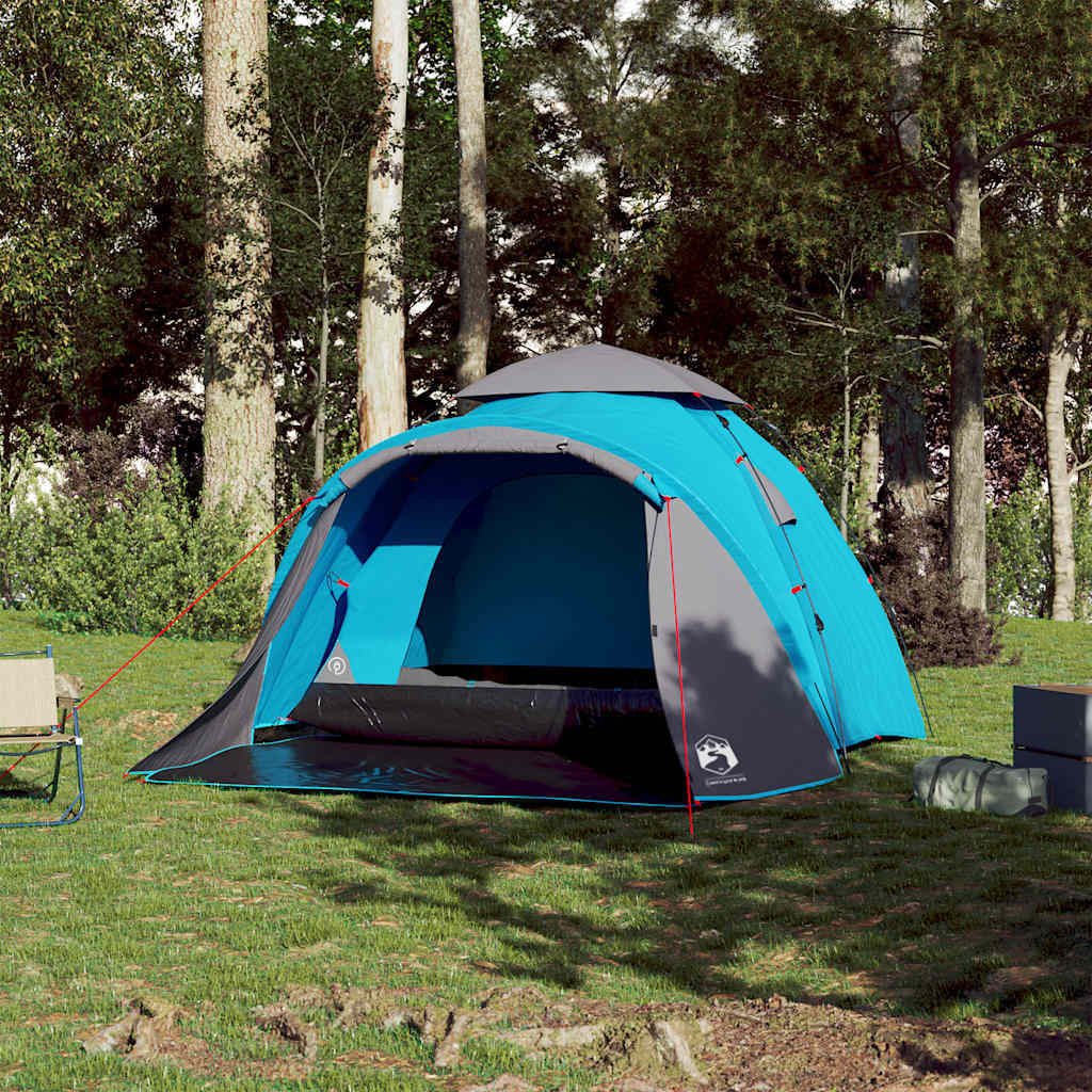 vidaXL Camping Tent Dome 3-Person Blue Quick Release - 36427