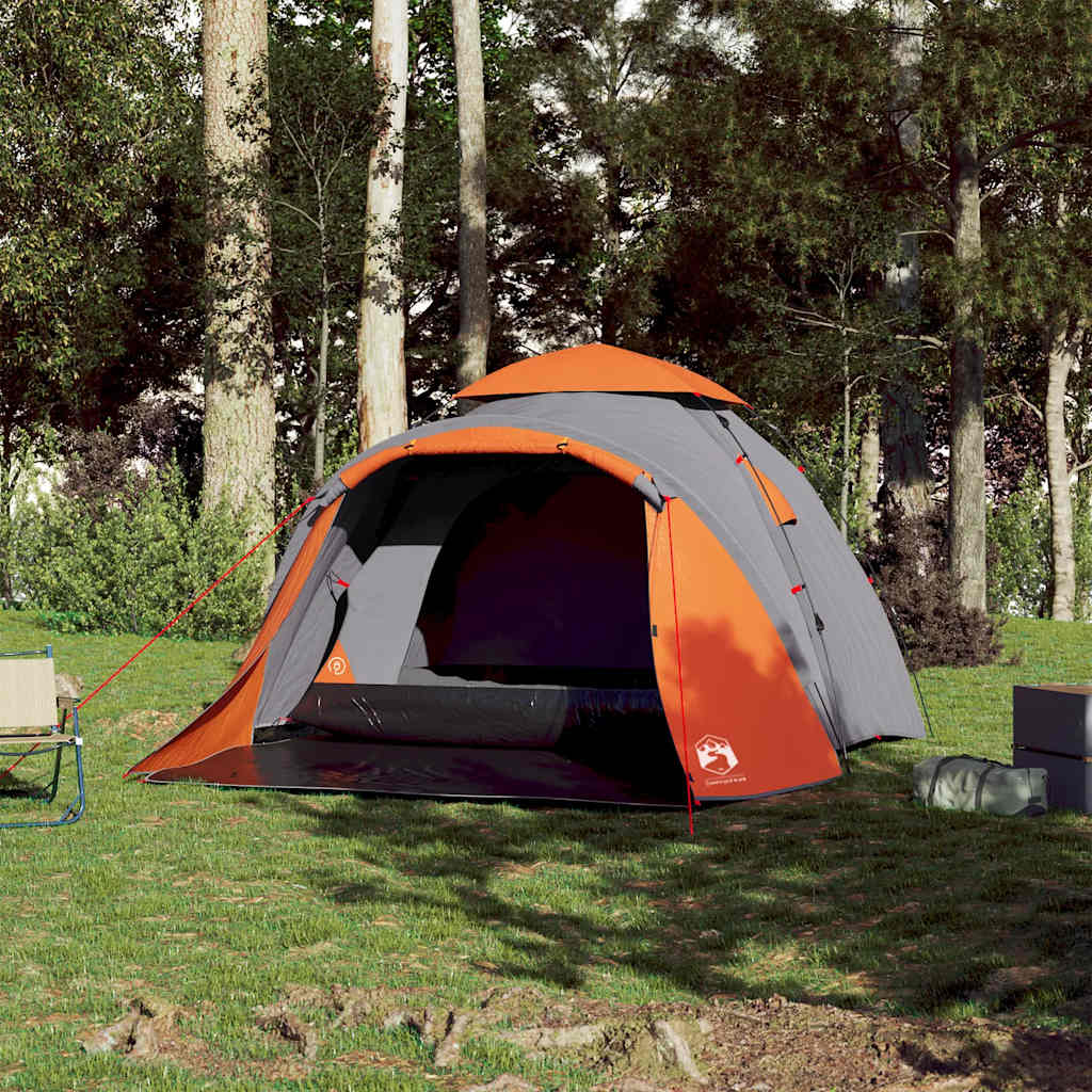 vidaXL Camping Tent Dome 3-Person Grey and Orange Quick Release - 36428