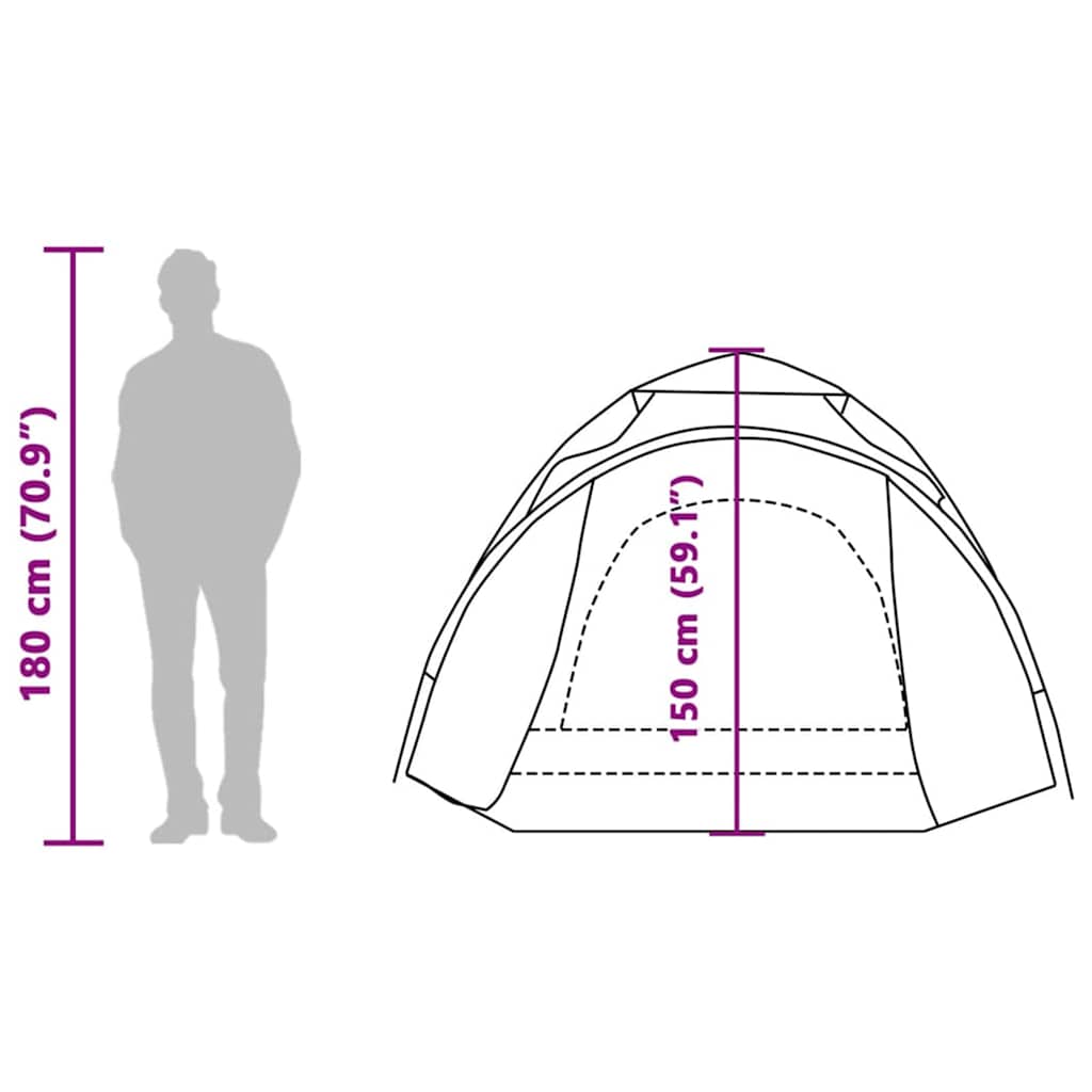vidaXL Camping Tent Dome 3-Person Grey and Orange Quick Release - 36428