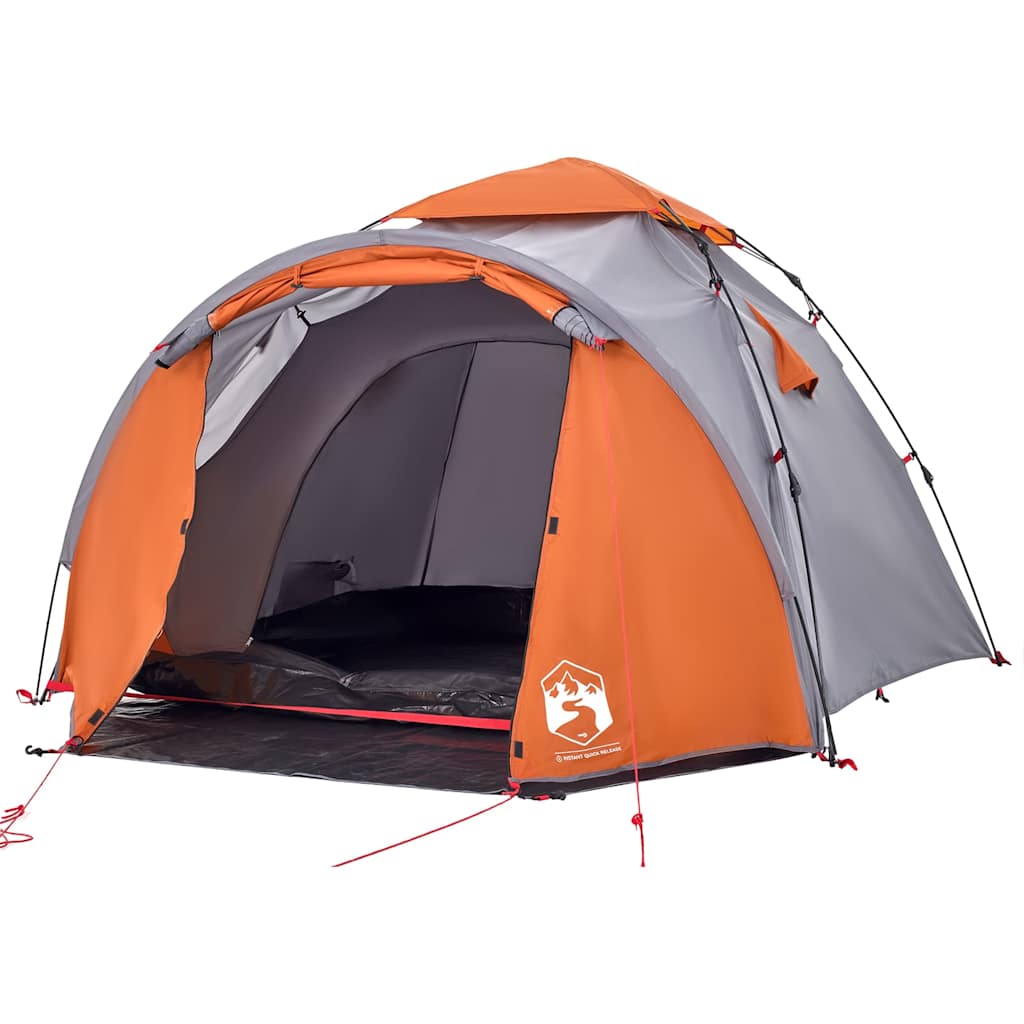 vidaXL Camping Tent Dome 3-Person Grey and Orange Quick Release - 36428