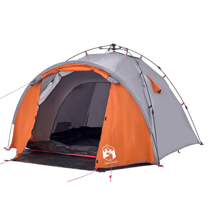 vidaXL Camping Tent Dome 3-Person Grey and Orange Quick Release - 36428