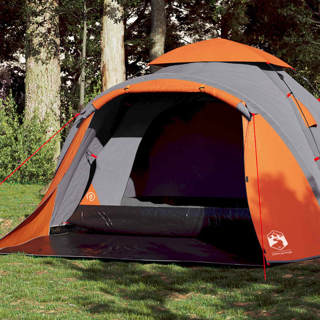 vidaXL Camping Tent Dome 3-Person Grey and Orange Quick Release - 36428