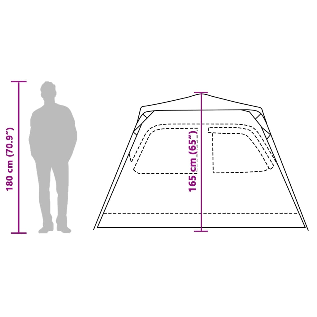 vidaXL Camping Tent Dome 4-Person Green Quick Release - 36433
