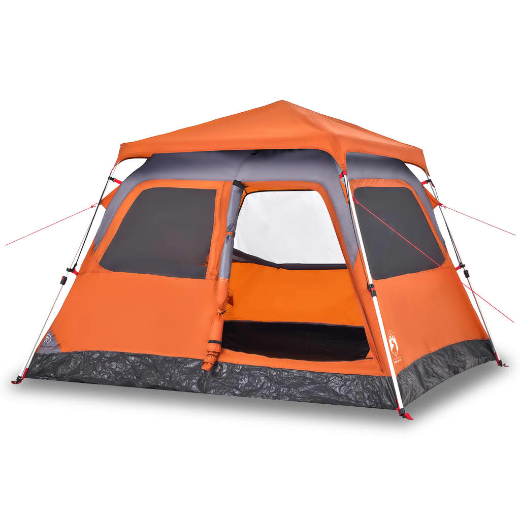 vidaXL Camping Tent Dome 4-Person Grey and Orange Quick Release - 36445